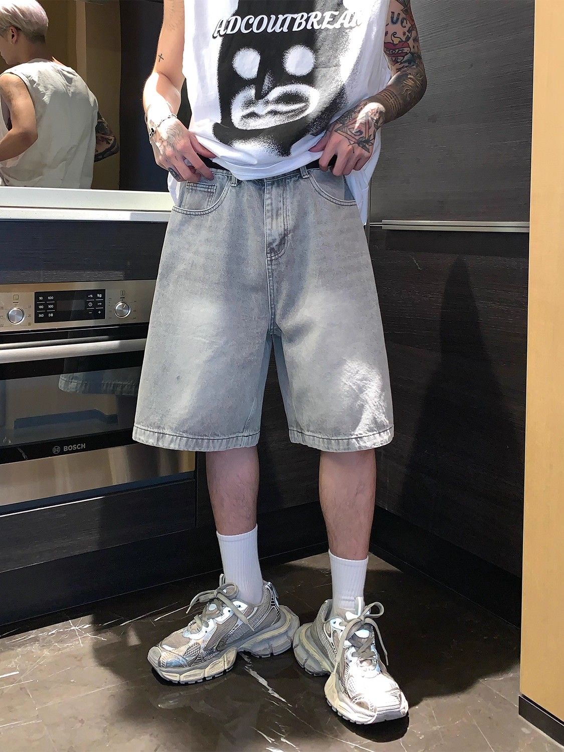 【アンダーグラウンドヴィンテージ】MEN'S VINTAGE DENIM SHORTS: SLIMMING STRAIGHT 5-POINT MID-LENGTH DG0081311