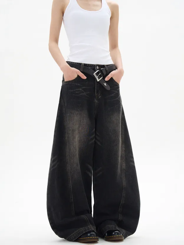 【😎保存数 No.1/UNISEX】 VINTAGE BLACK TAPERED JEANS DG008191