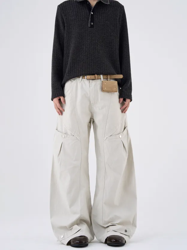【😎デザイン感】DESIGN-FORWARD STRAIGHT WIDE-LEG CARGO PANTS, UNISEX DG008202