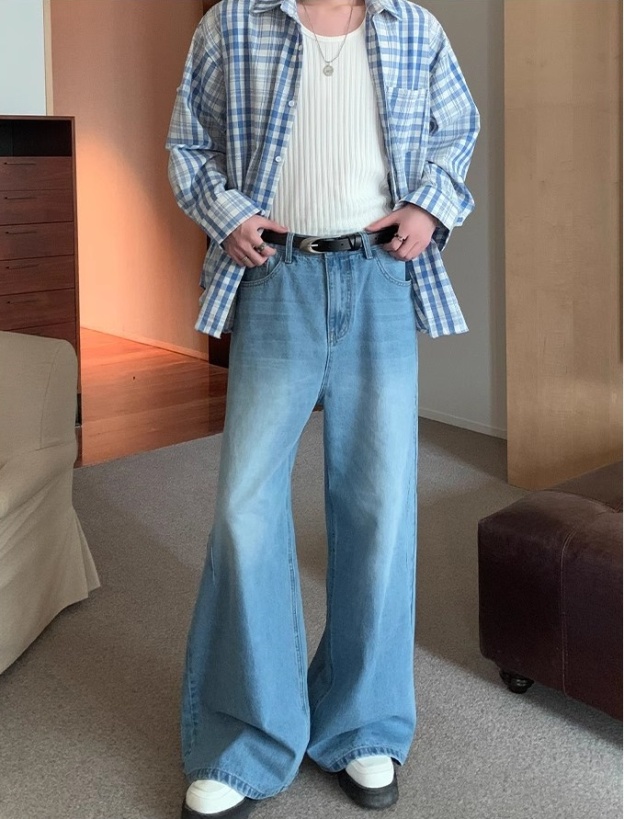 【🔥🛒今だけ限定価格/ 4Color】VINTAGE WASHED DENIM JEANS UNISEX STRAIGHT WIDE-LEG PANTS DG008137