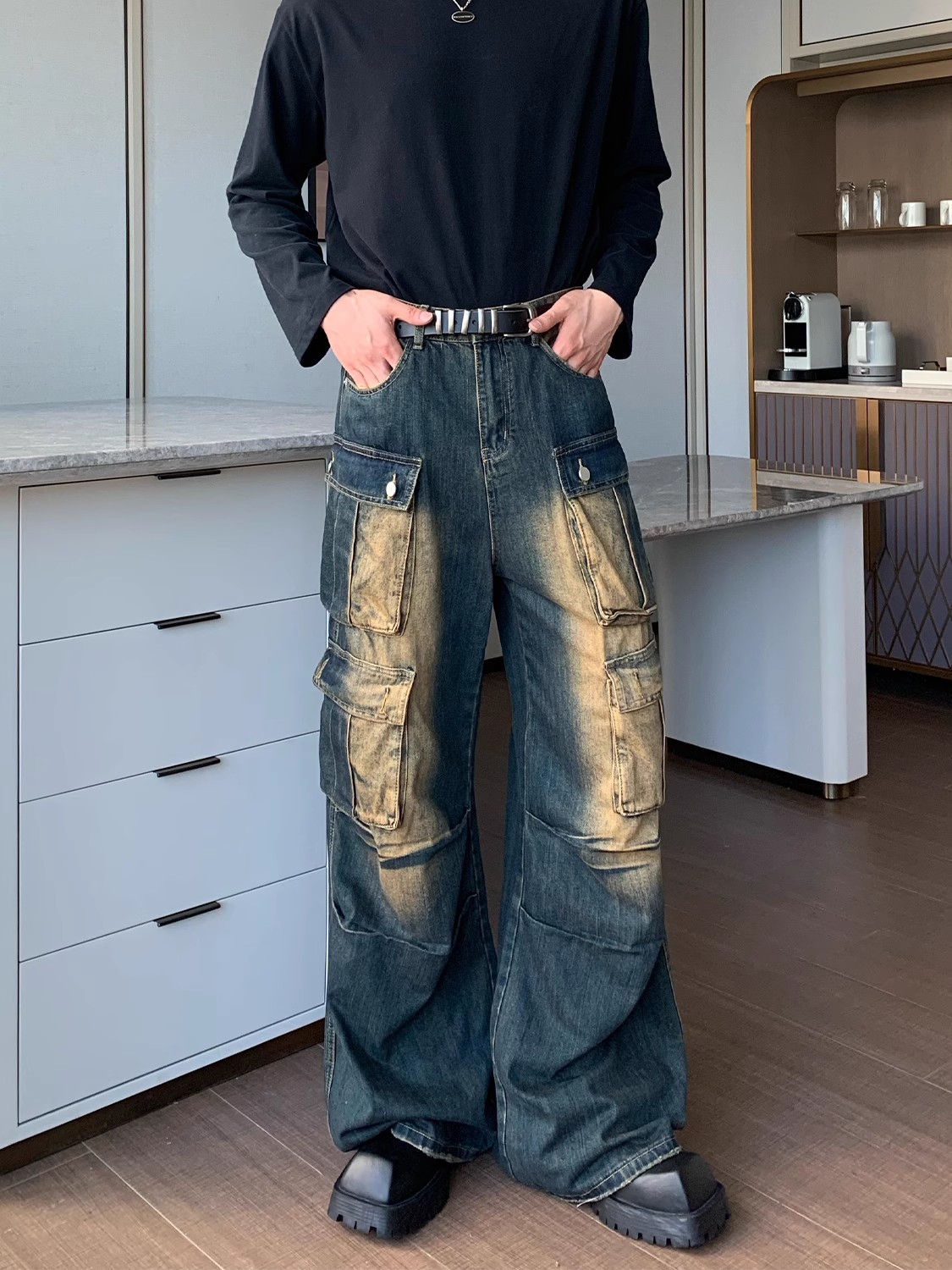 【デザイン感】MULTI-POCKET CARGO JEANS STRAIGHT FIT DG008161