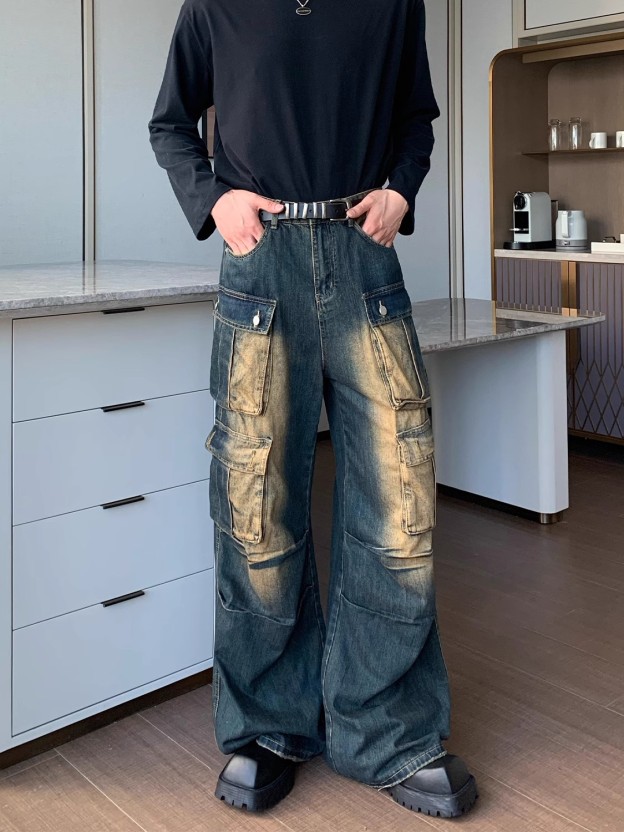 【デザイン感】MULTI-POCKET CARGO JEANS STRAIGHT FIT DG008161