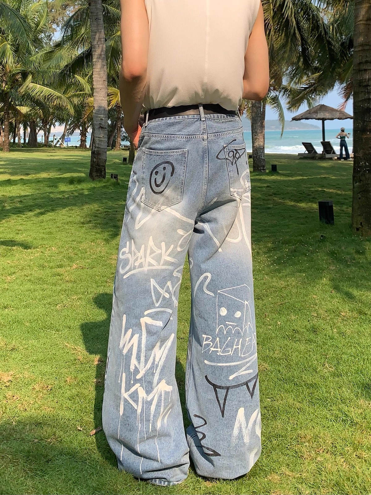 【😎オリジナルデザイン】 FUN GRAFFITI JEANS 😎EDGY STREET STYLE DG008162