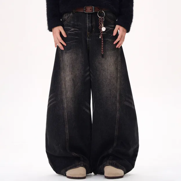 【😎保存数 No.1/UNISEX】 VINTAGE BLACK TAPERED JEANS DG008191