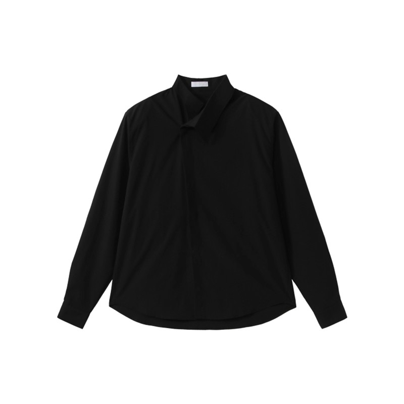 【🔥🛒購入率 No.1 / 2Color】【COVER:FIT】IRREGULAR COLLAR PADDED SHOULDER BUTTON SHIRT LONG SLEEVE DG008135