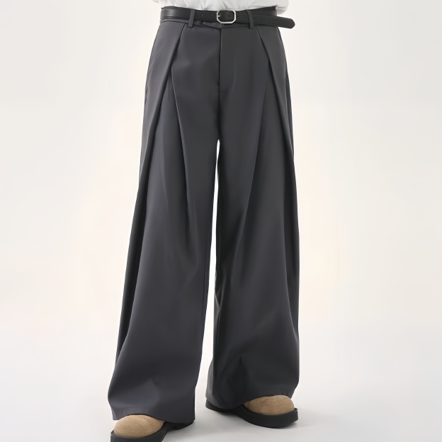 【数量限定価格🔥】CASUAL SOLID DESIGNER PLEATED STRAIGHT TROUSERS DG008142