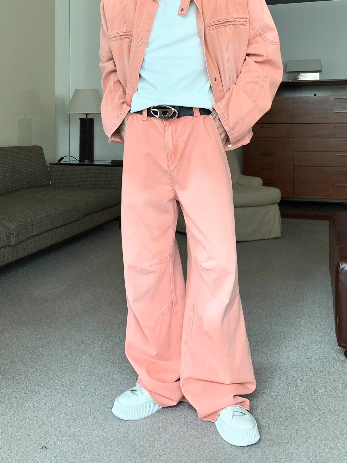 【アンダーグラウンド💥🏷️/ 5Color】UNISEX VINTAGE WASHED DENIM: STRAIGHT & WIDE-LEG PANTS DG008138