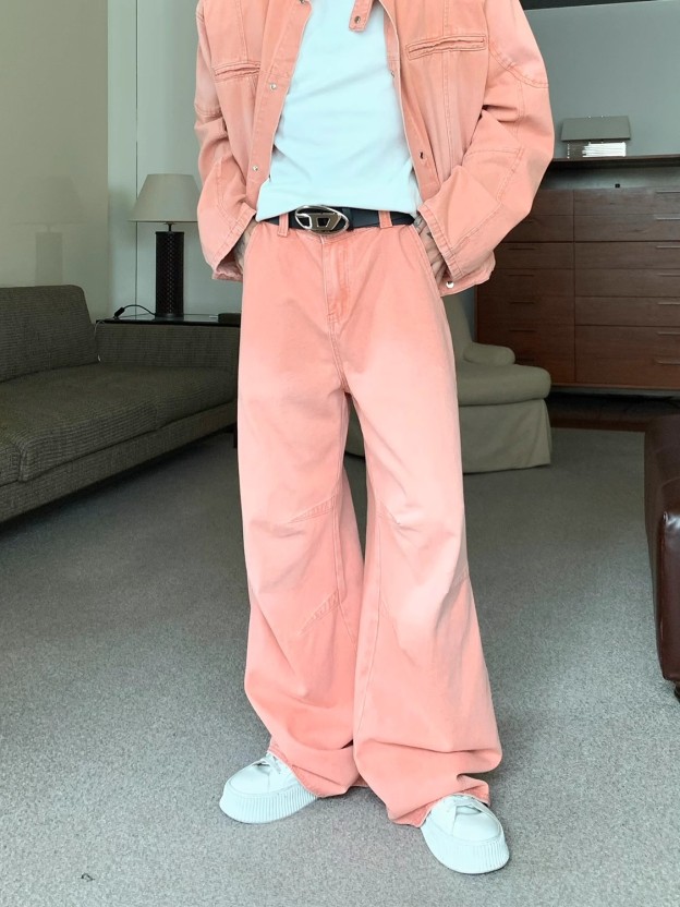 【アンダーグラウンド💥🏷️/ 5Color】UNISEX VINTAGE WASHED DENIM: STRAIGHT & WIDE-LEG PANTS DG008138