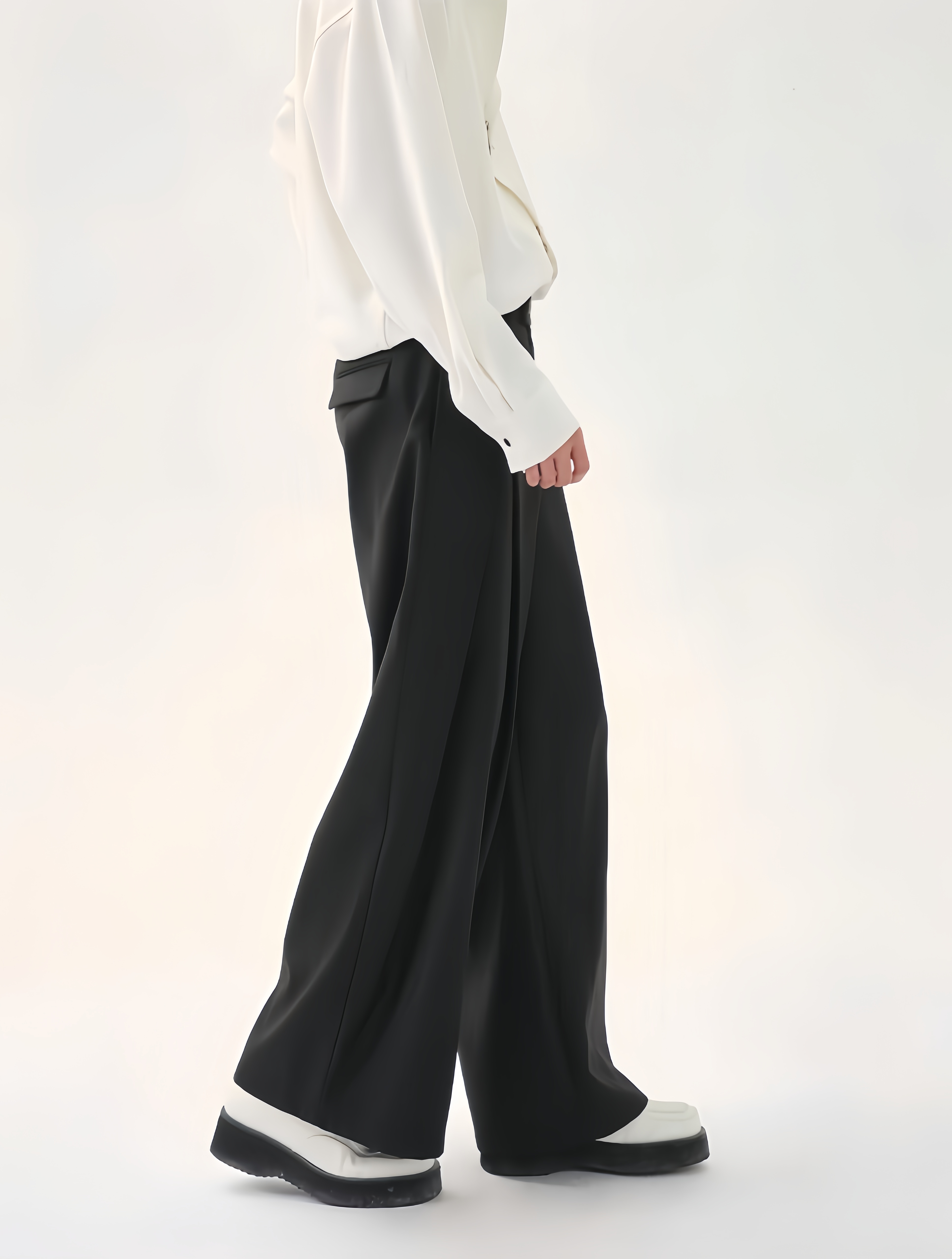 【数量限定価格🔥】CASUAL SOLID DESIGNER PLEATED STRAIGHT TROUSERS DG008142