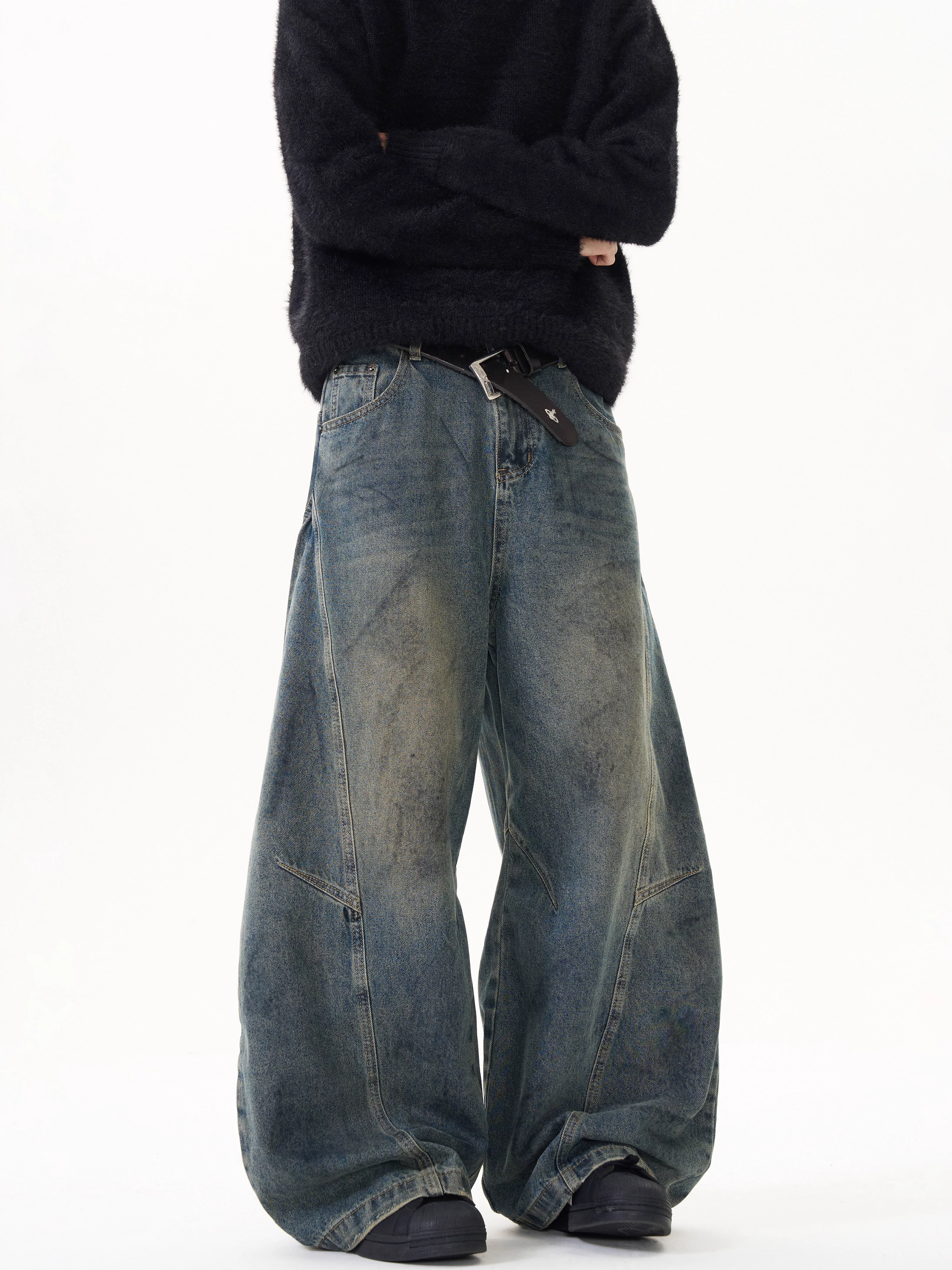 【😎UNISEX】 DISTRESSED LOOSE STRAIGHT JEANS DG008201