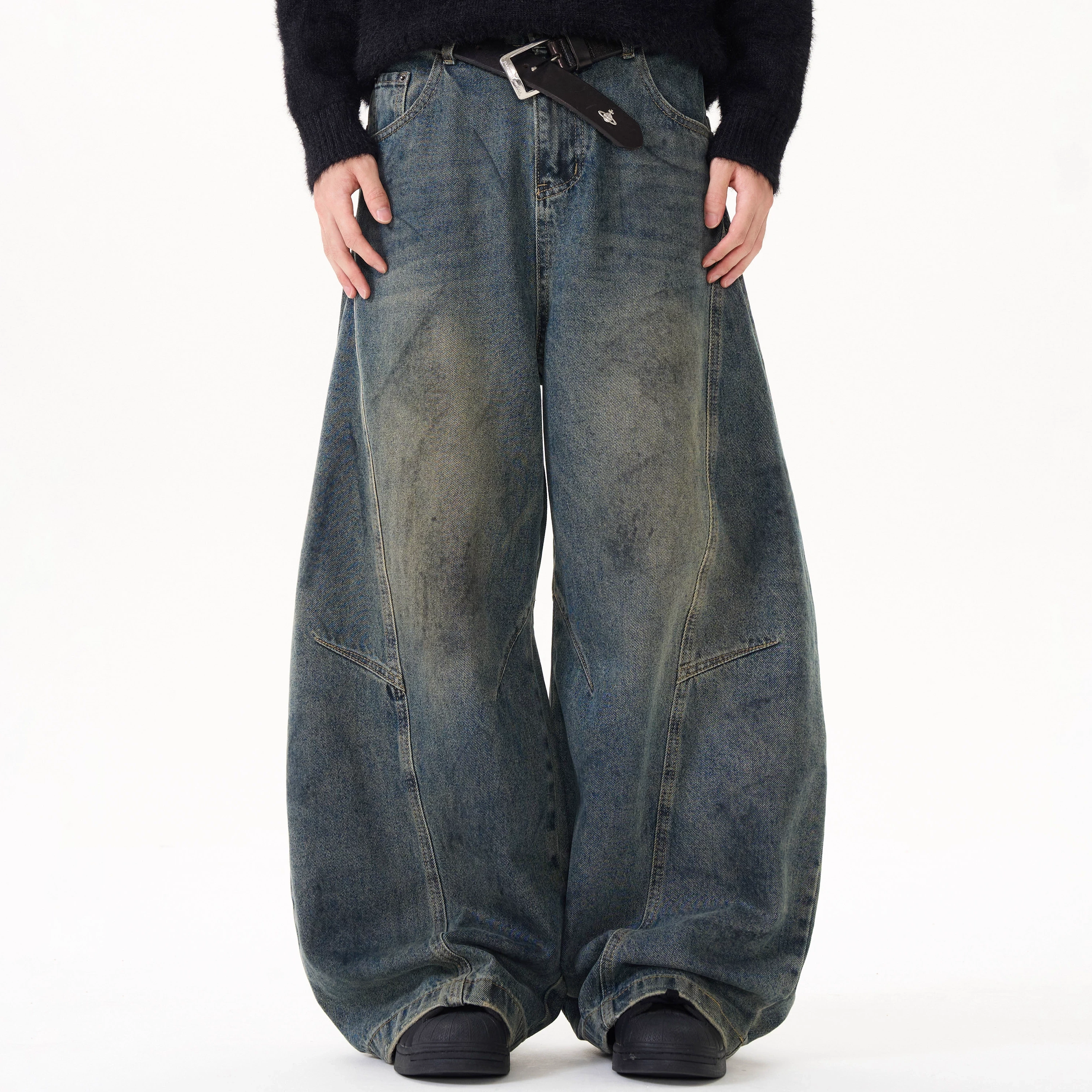 【😎UNISEX】 DISTRESSED LOOSE STRAIGHT JEANS DG008201