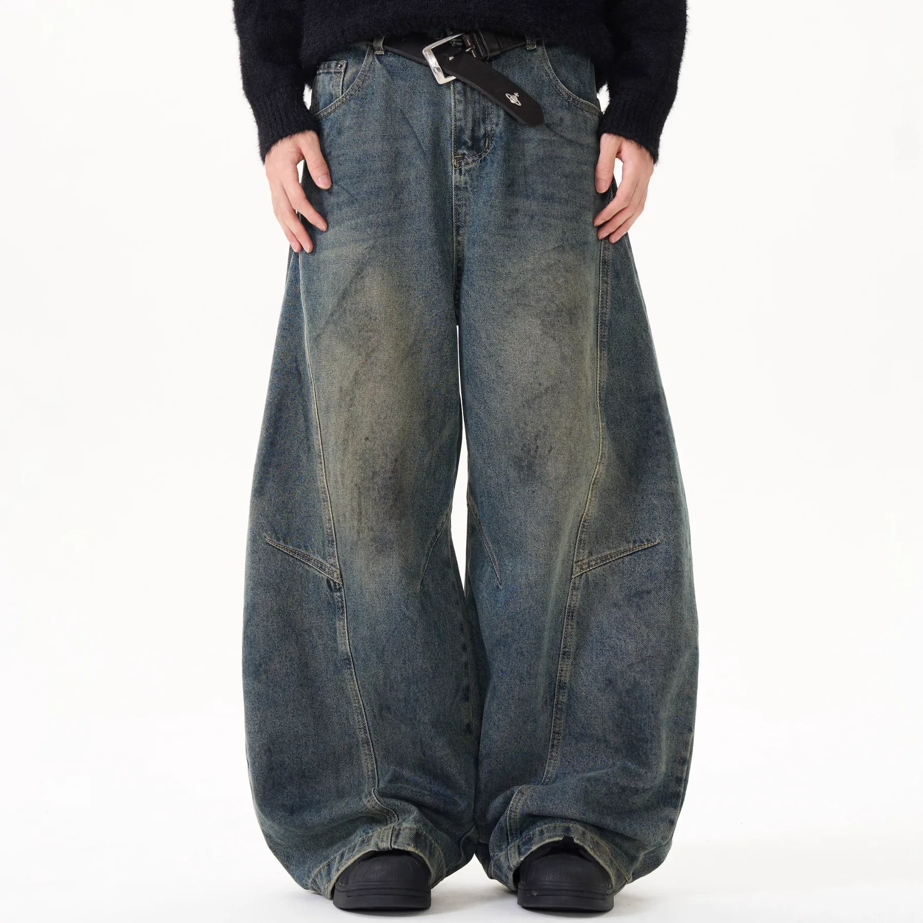【😎UNISEX】 DISTRESSED LOOSE STRAIGHT JEANS DG008201