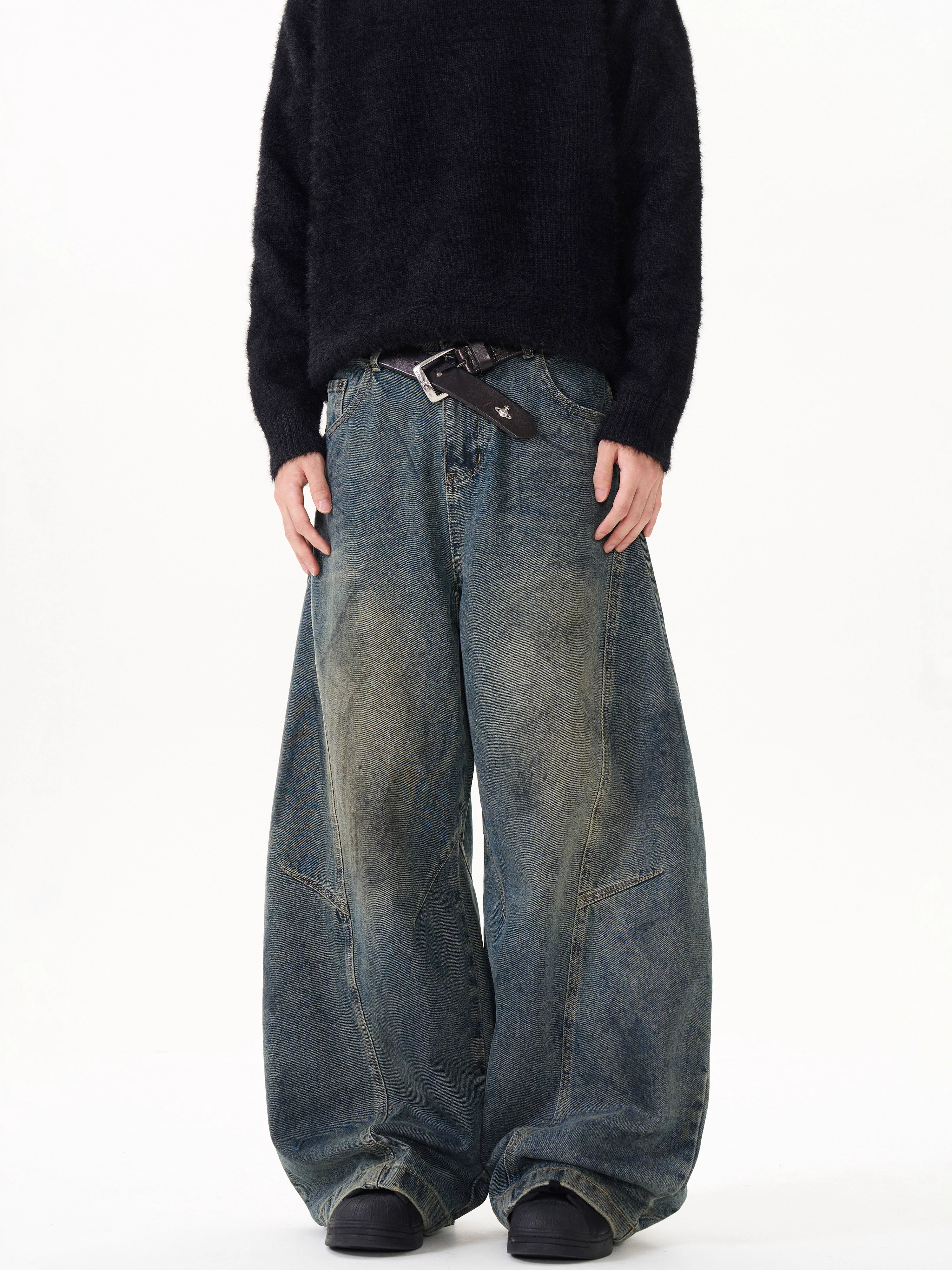 【😎UNISEX】 DISTRESSED LOOSE STRAIGHT JEANS DG008201