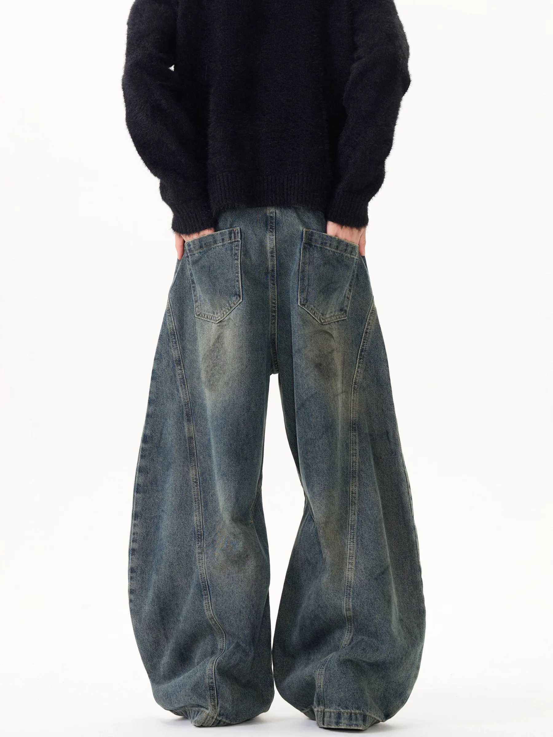【😎UNISEX】 DISTRESSED LOOSE STRAIGHT JEANS DG008201