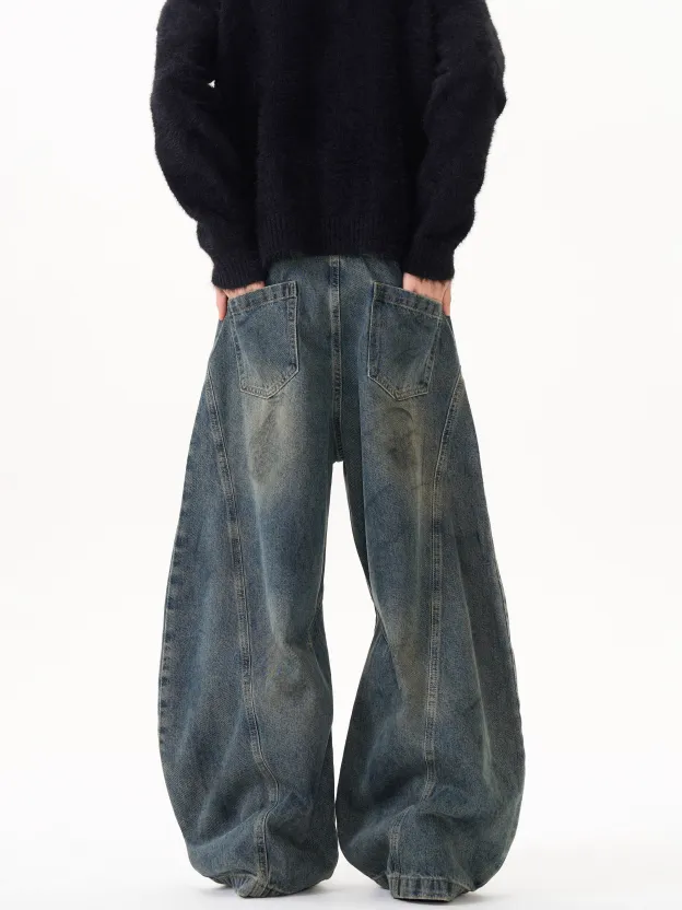 【😎UNISEX】 DISTRESSED LOOSE STRAIGHT JEANS DG008201