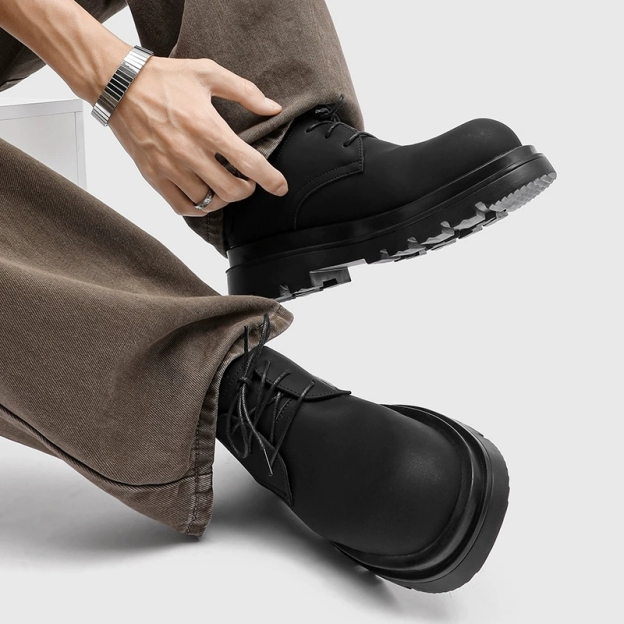 MEN’S DARK-STYLE CHUNKY DERBY SHOES | THICK-SOLE HEIGHT-INCREASING BRITISH DESIGN