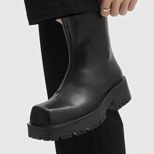 MEN’S SQUARE-TOE CHELSEA BOOTS | BRITISH-STYLE THICK-SOLE WORKWEAR BOOTS