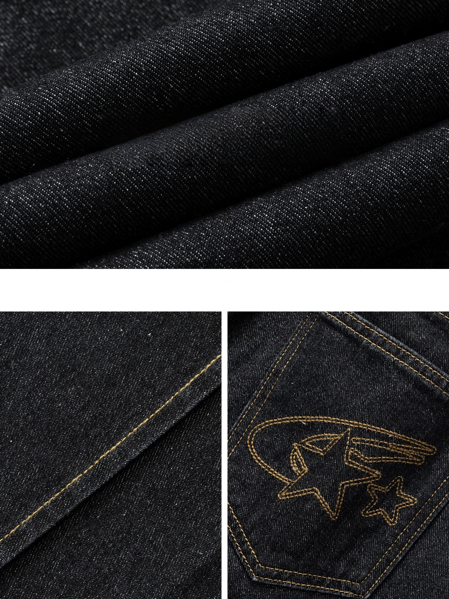 Men's Vintage Center Seam Straight Leg Jeans – Contrast Stitch Loose Fit Casual Denim Pants