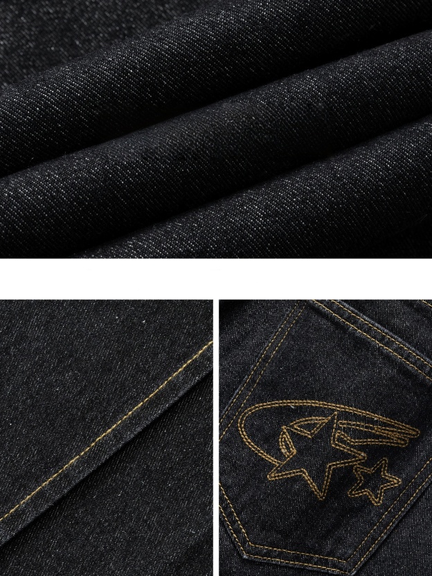 Men's Vintage Center Seam Straight Leg Jeans – Contrast Stitch Loose Fit Casual Denim Pants