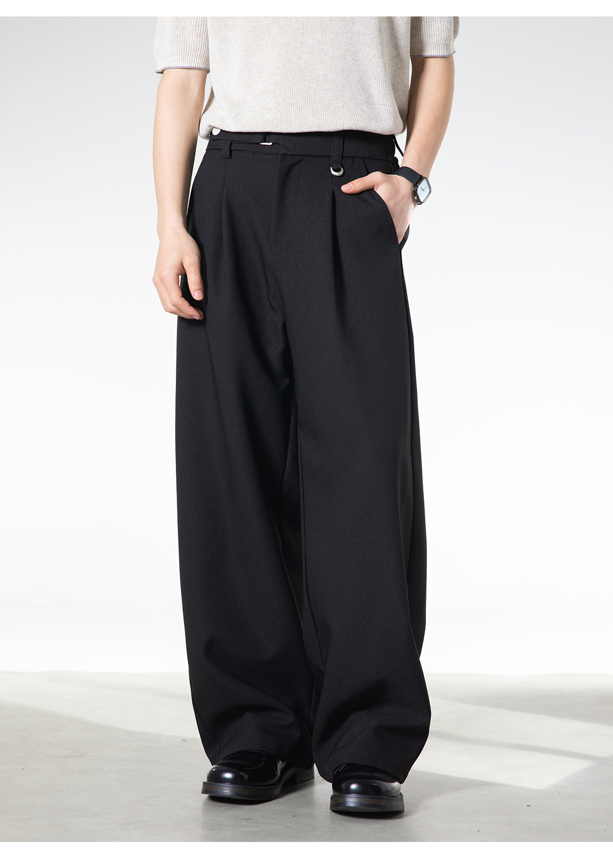 Men's Old Money Pleated Trousers – Loose Fit Straight Draped Casual Dress Pants