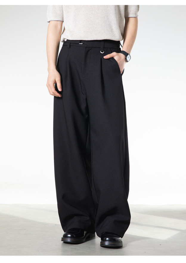 Men's Old Money Pleated Trousers – Loose Fit Straight Draped Casual Dress Pants