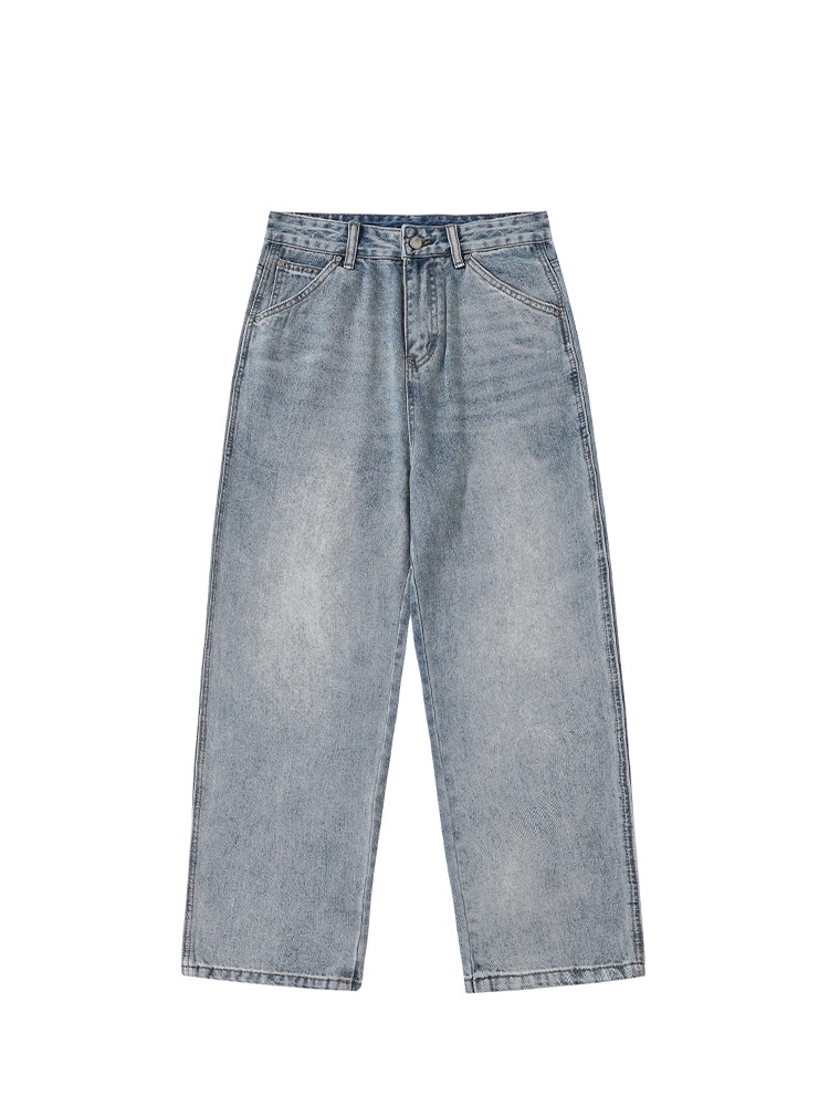 シンプルレトロスポーツセットアップ｜ジップアップスウェット＋ウォッシュデニム