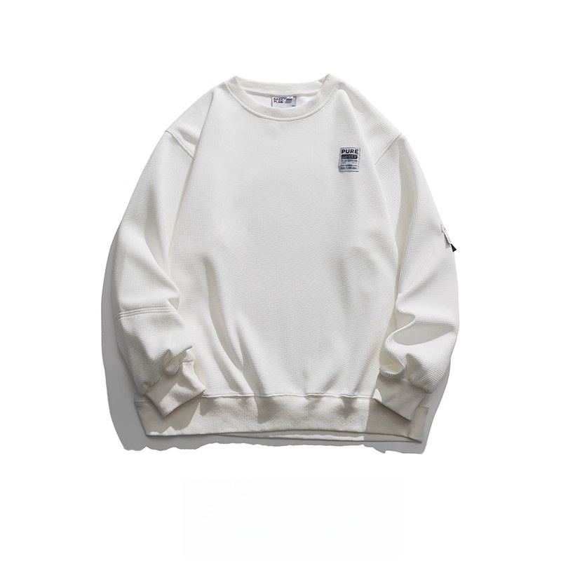 アメリカンヴィンテージボアジャケット｜シンプルなハーフジップスタンドカラースウェットとウォッシュ加工ストレートジーンズのストリートトレンドコーデ