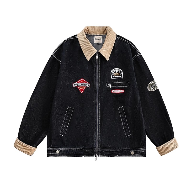 【春コーデ メンズ】デニムジャケット×チェックシャツ×ブラックジーンズセットアップ｜アメカジ ワークスタイル