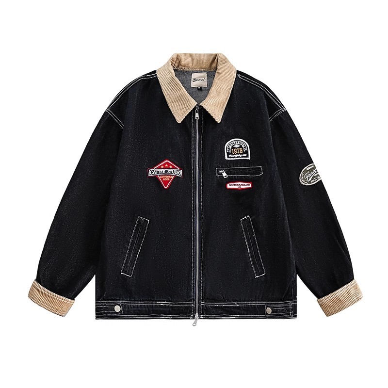 【春コーデ メンズ】デニムジャケット×チェックシャツ×ブラックジーンズセットアップ｜アメカジ ワークスタイル