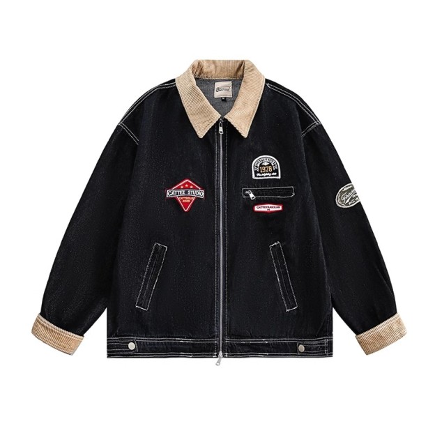 DG STUDIOS DG987 春新作 アメカジ風デニムジャケットセットアップ｜チェック柄シャツ×ブラックジーンズ メンズコーデ