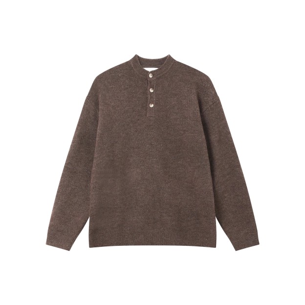 [DG STUDIOS DG982  【春の新作】ヴィンテージ感漂うブラウンポロニット＋ワイドパンツ｜レイヤードスタイル