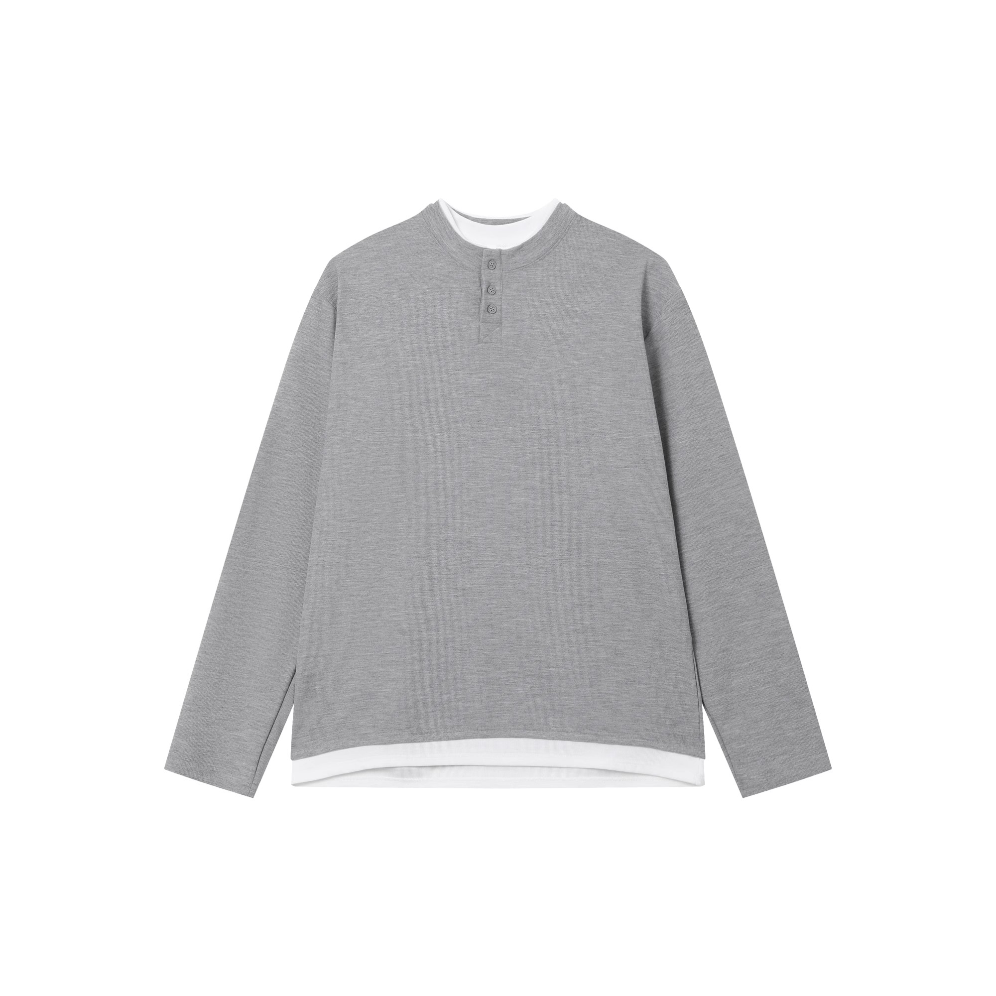 【春の新作】ヘンリーネックロングスリーブ×ウォッシュワイドデニム｜韓国ストリートカジュアル