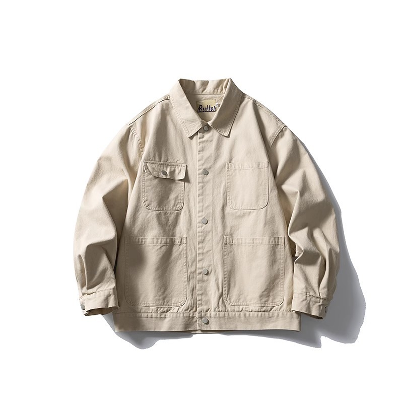 アイボリー工装ジャケット｜早春の爽やかなメンズカジュアルコーディネート