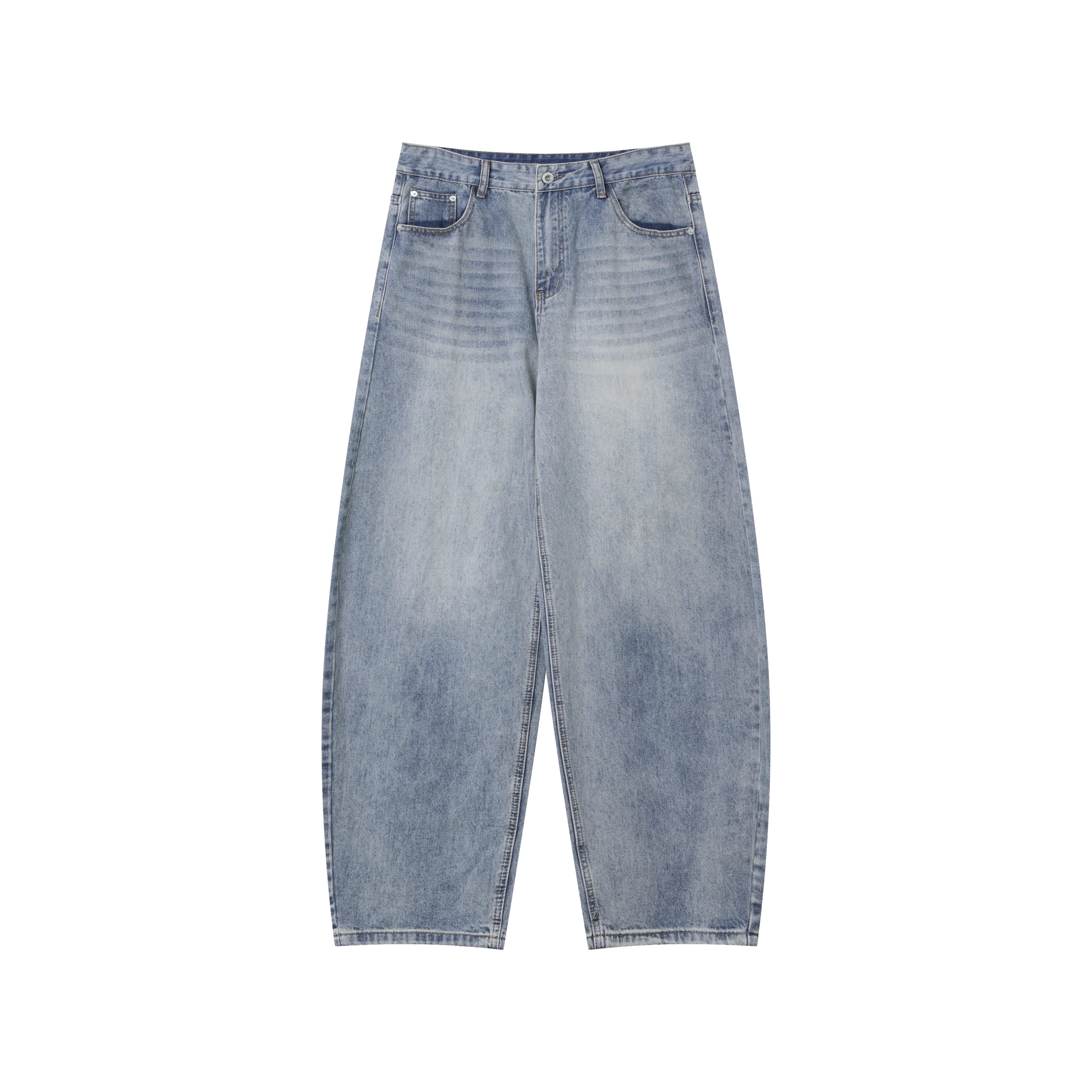 DG STUDIOS DG983 【春の新作】レイヤードデザイン スウェット×ストライプシャツ＋ワイドデニムパンツ｜韓国ストリートカジュアル