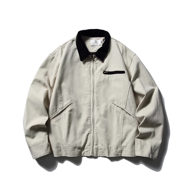 DG STUDIOS DG781 アイボリー工装スタンドカラージャケット｜早春のメンズカジュアルスタイル