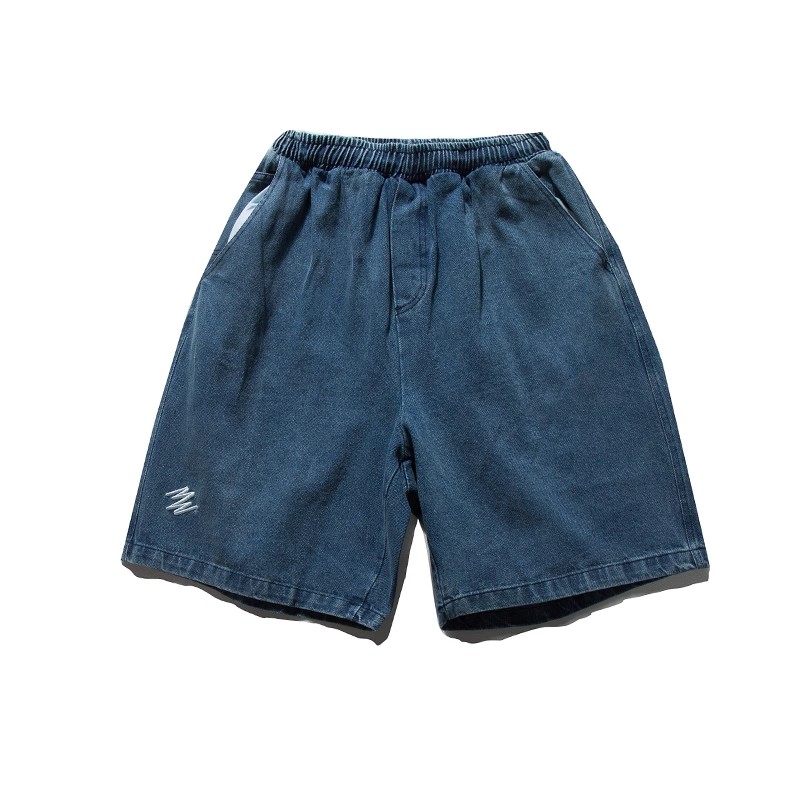 夏の爽やかカジュアルセット｜海モチーフプリントTシャツ＋ブルーデニムショーツ