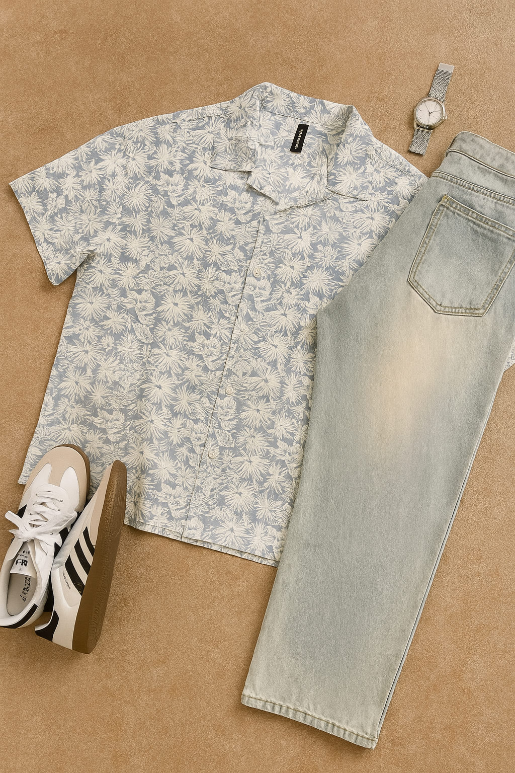 DG STUDIOS DG1140  フラワープリントシャツ＆ライトウォッシュデニム｜夏の爽やかヴィンテージコーデ