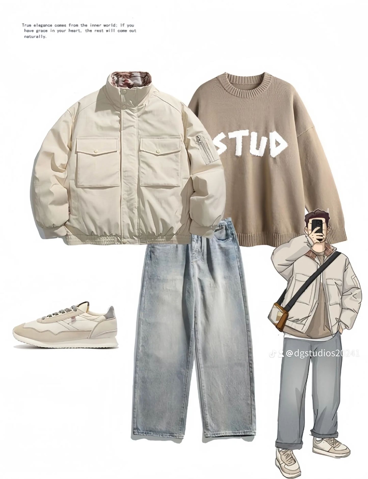 DG STUDIOS DG968  冬のクリームカラースタイル｜シンプルで洗練されたカジュアルコーデ