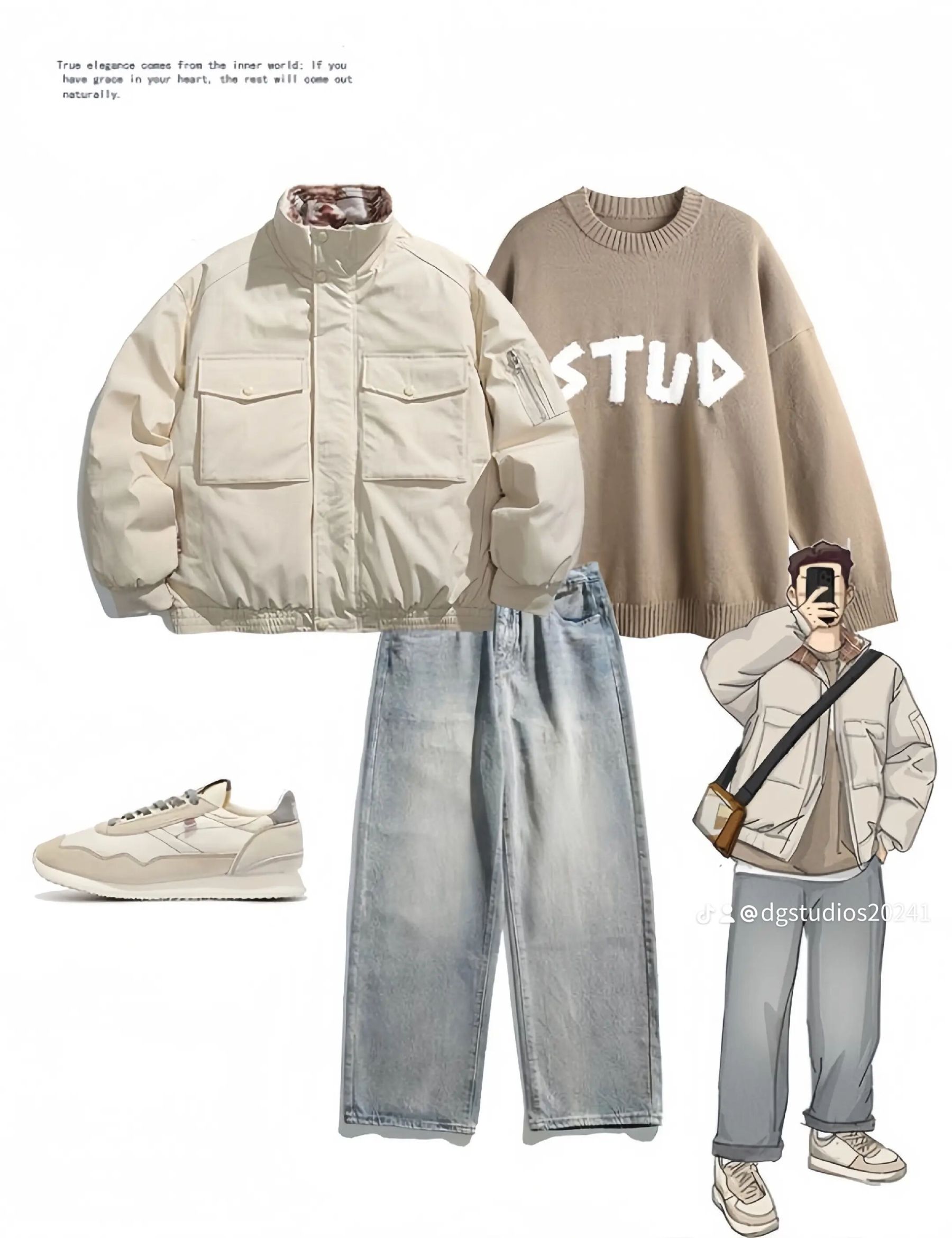 DG STUDIOS DG968  冬のクリームカラースタイル｜シンプルで洗練されたカジュアルコーデ