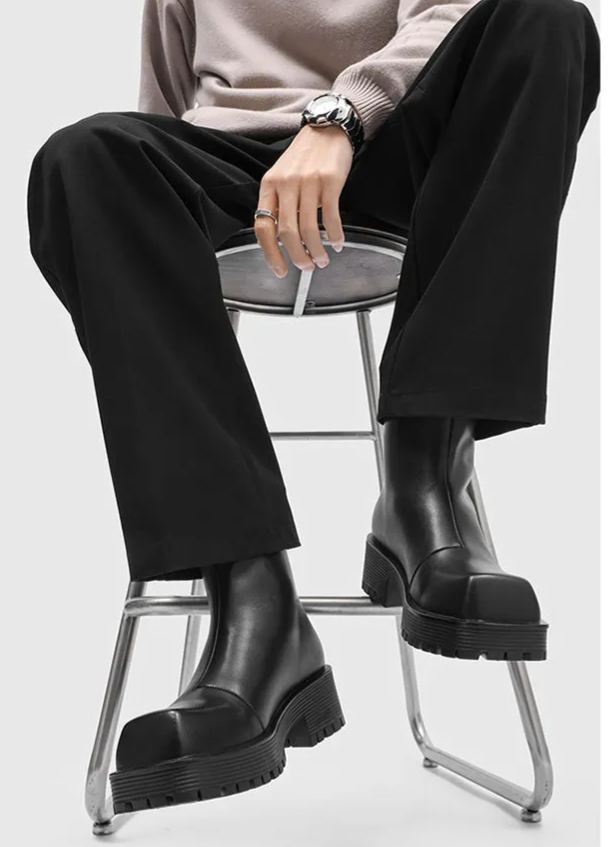 MEN’S SQUARE-TOE CHELSEA BOOTS | BRITISH-STYLE THICK-SOLE WORKWEAR BOOTS