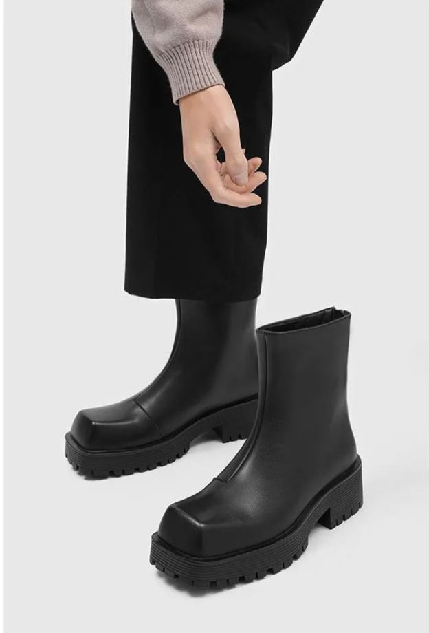 MEN’S SQUARE-TOE CHELSEA BOOTS | BRITISH-STYLE THICK-SOLE WORKWEAR BOOTS