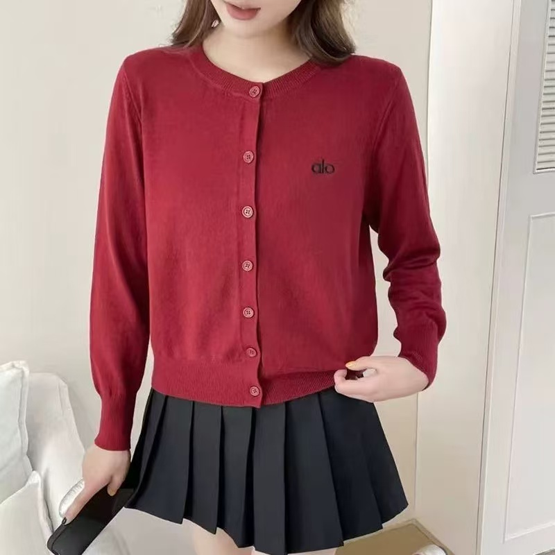 Alo刺绣针织开衫毛衣外套