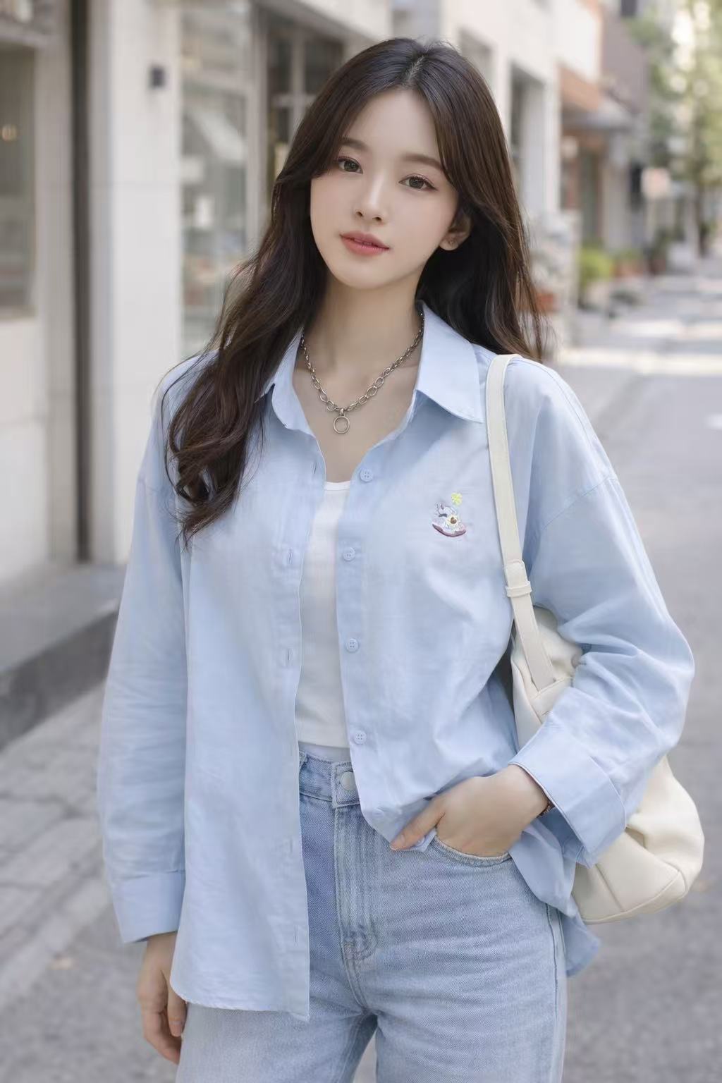 long sleeve shirt小马刺绣衬衫