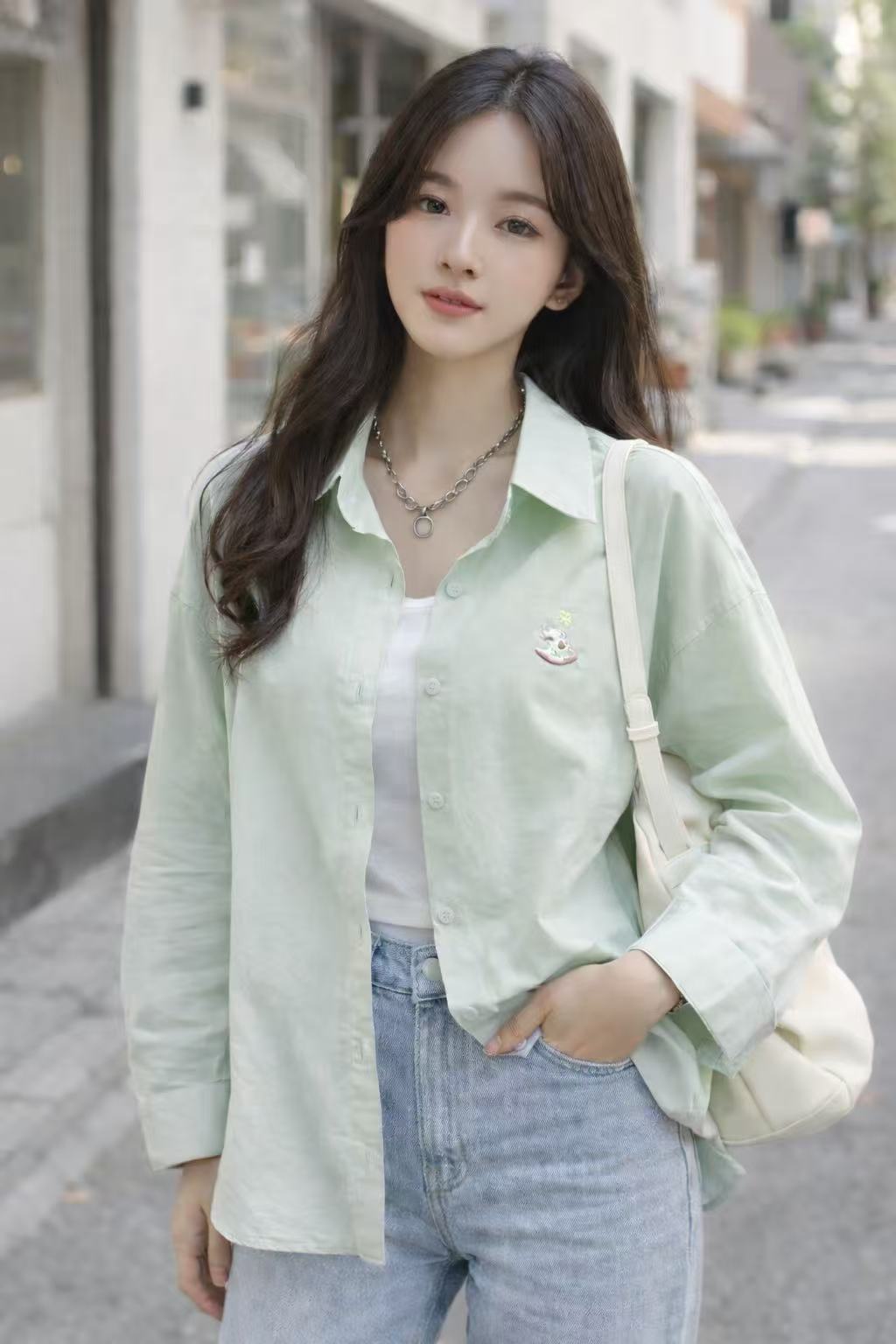 long sleeve shirt小马刺绣衬衫