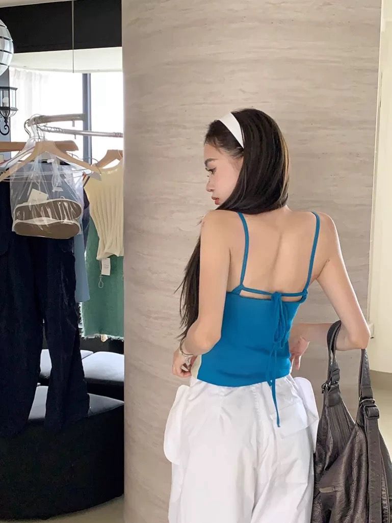 撞色拼接吊帶背心