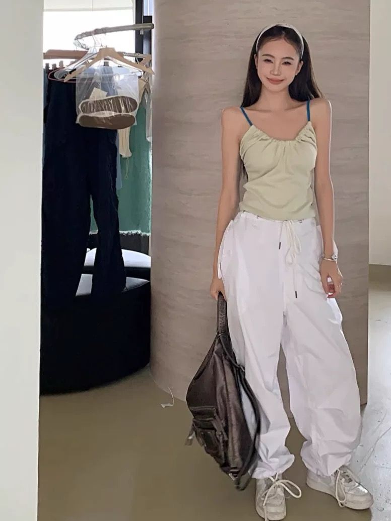 撞色拼接吊帶背心