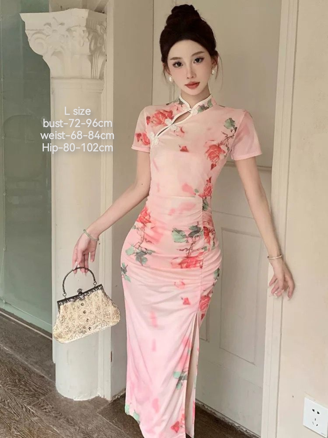 高级感网纱旗袍