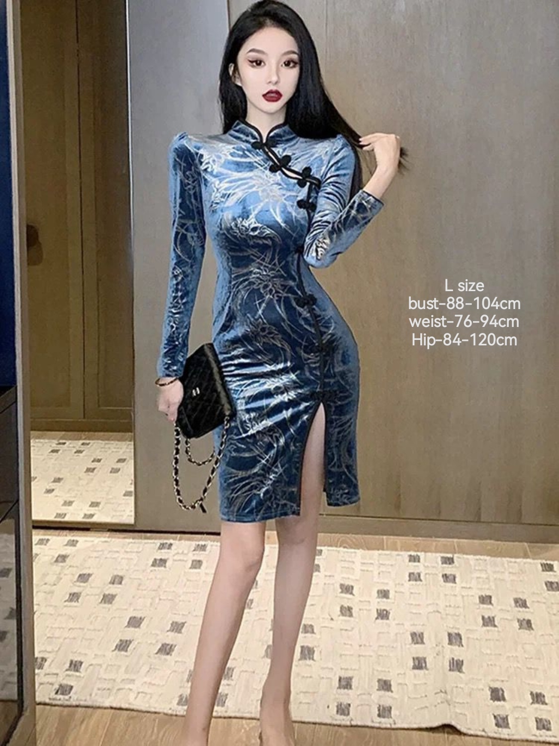 丝绒改良旗袍中国风