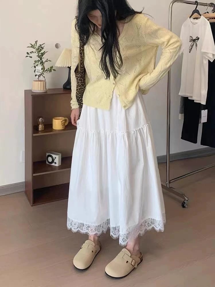 蕾丝拼接半身裙