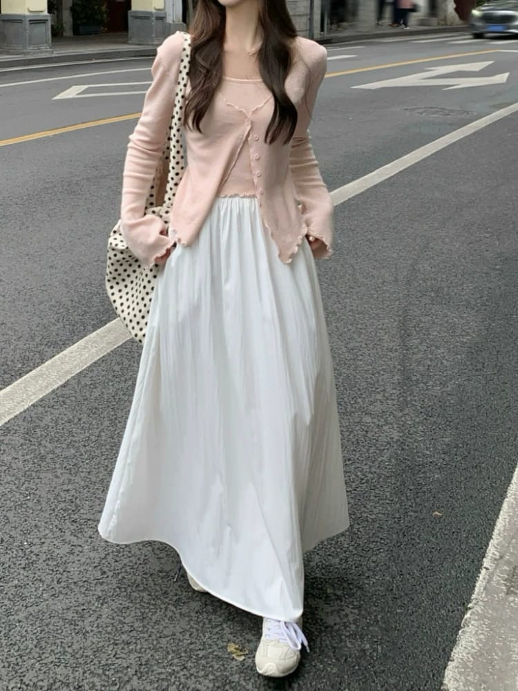 高腰A字大摆半身裙